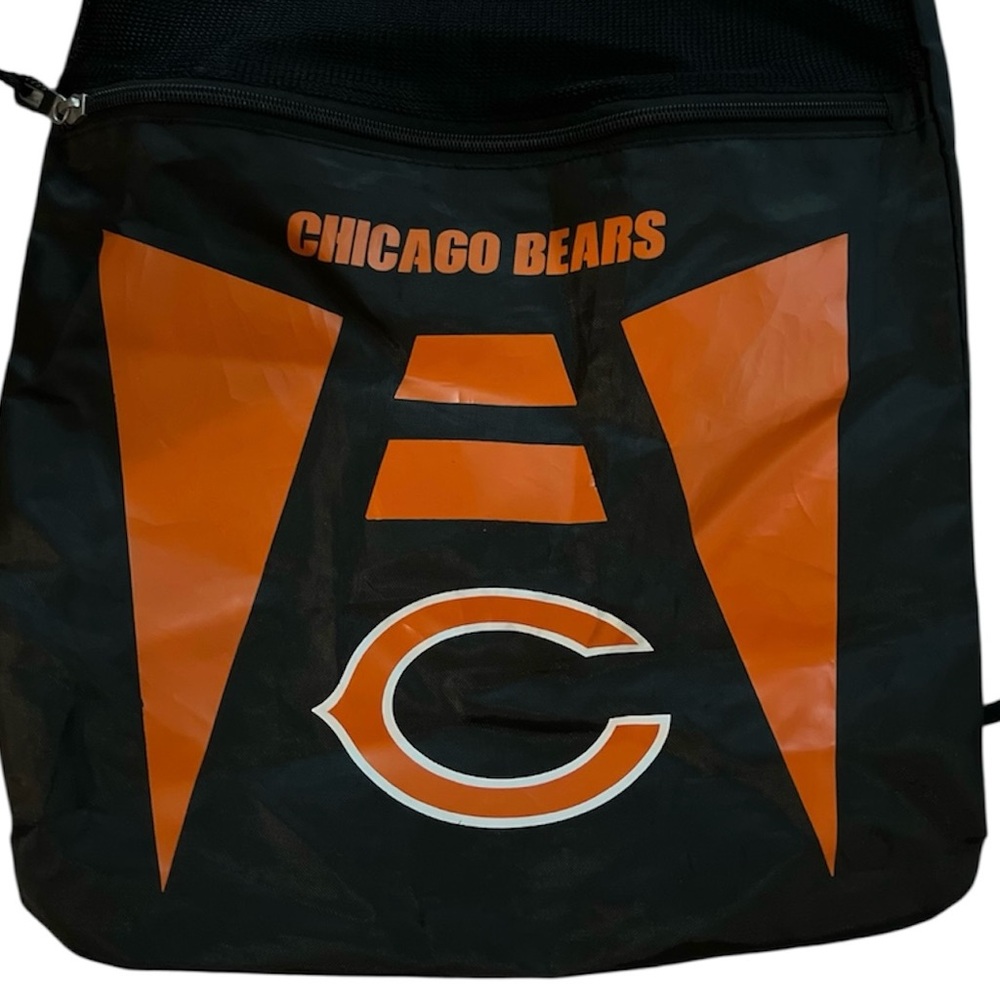 NFL Chicago Bears Dark Navy Blue/Orange Front Zipper Cinched Backsack Unisex - Picture 3 of 10